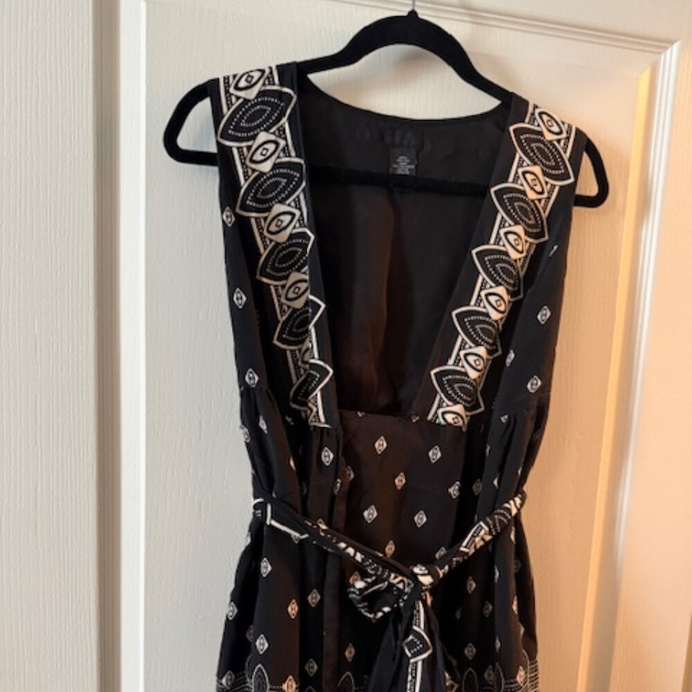 Anna Sui for Target Silk Belted Wrap Black & Cream Dress - XS